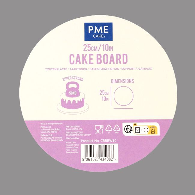 PME 10" White Round Cake Board